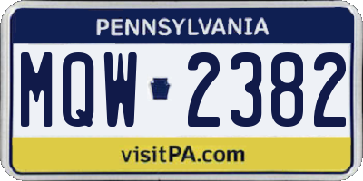PA license plate MQW2382