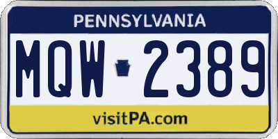PA license plate MQW2389