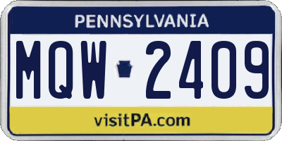 PA license plate MQW2409