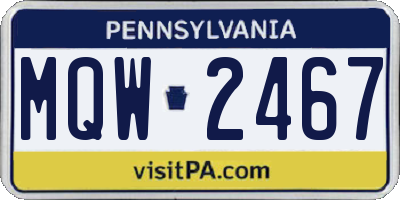 PA license plate MQW2467