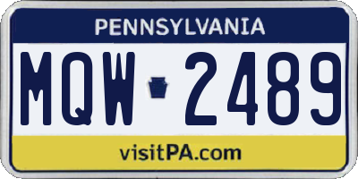 PA license plate MQW2489