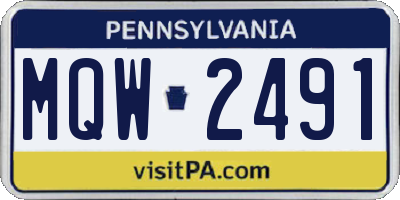 PA license plate MQW2491
