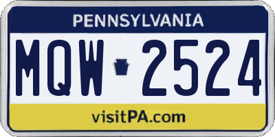 PA license plate MQW2524