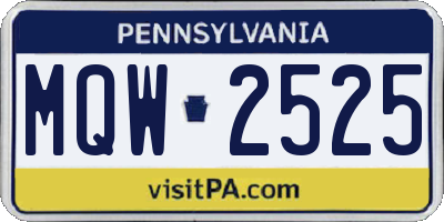 PA license plate MQW2525