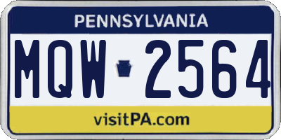 PA license plate MQW2564