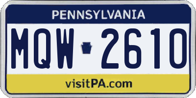PA license plate MQW2610