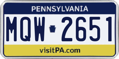 PA license plate MQW2651