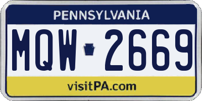 PA license plate MQW2669