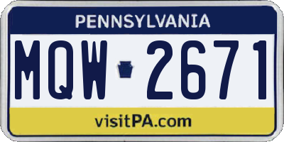 PA license plate MQW2671