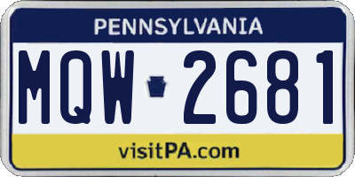 PA license plate MQW2681
