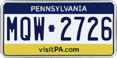 PA license plate MQW2726