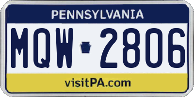PA license plate MQW2806