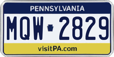 PA license plate MQW2829