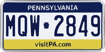 PA license plate MQW2849