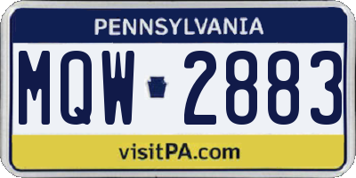 PA license plate MQW2883