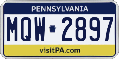 PA license plate MQW2897