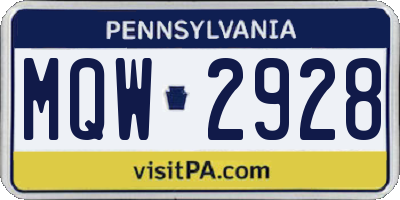 PA license plate MQW2928