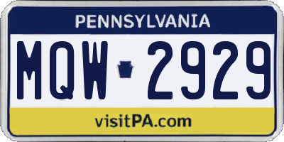 PA license plate MQW2929