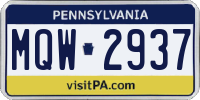 PA license plate MQW2937