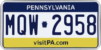 PA license plate MQW2958