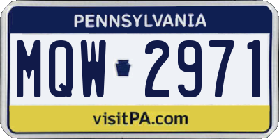 PA license plate MQW2971