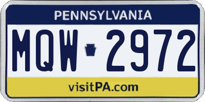 PA license plate MQW2972