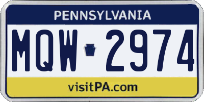 PA license plate MQW2974