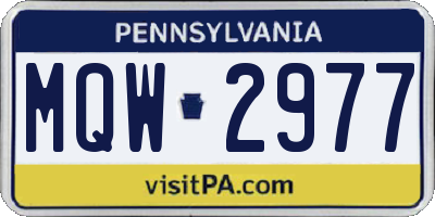PA license plate MQW2977