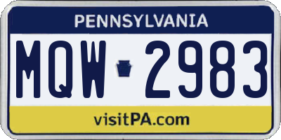 PA license plate MQW2983