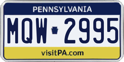 PA license plate MQW2995