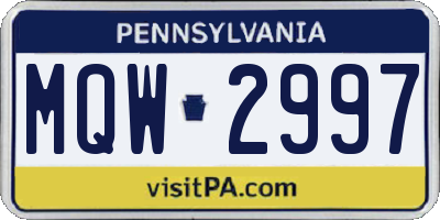 PA license plate MQW2997