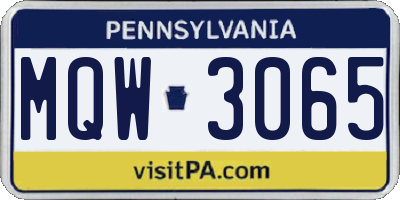 PA license plate MQW3065