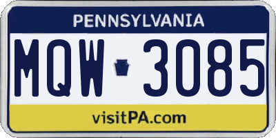 PA license plate MQW3085