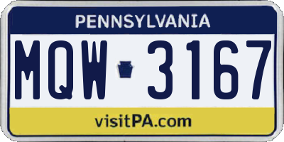 PA license plate MQW3167