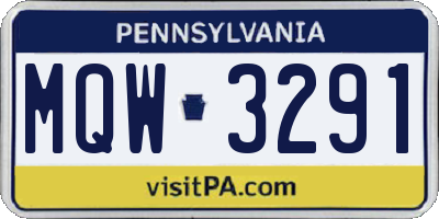 PA license plate MQW3291