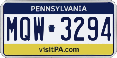 PA license plate MQW3294