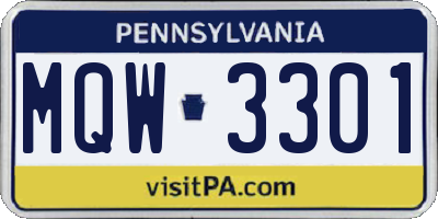 PA license plate MQW3301