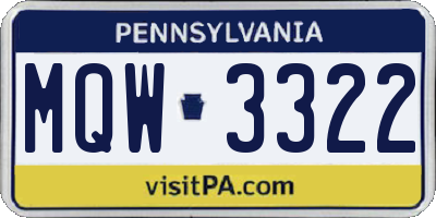 PA license plate MQW3322