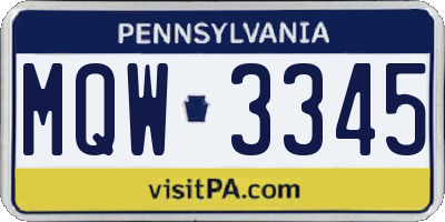 PA license plate MQW3345
