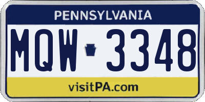 PA license plate MQW3348