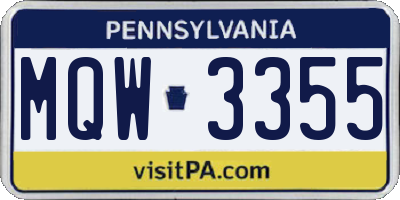 PA license plate MQW3355