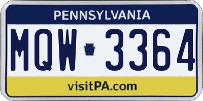 PA license plate MQW3364