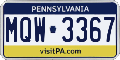 PA license plate MQW3367