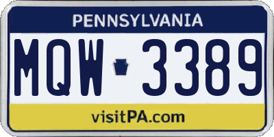 PA license plate MQW3389