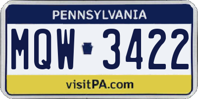 PA license plate MQW3422