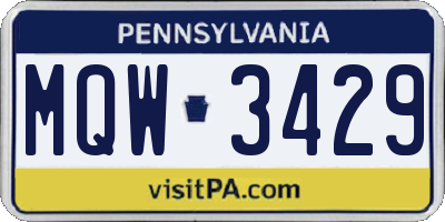 PA license plate MQW3429