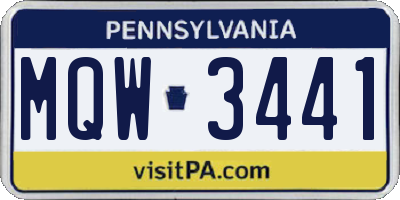 PA license plate MQW3441