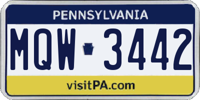 PA license plate MQW3442