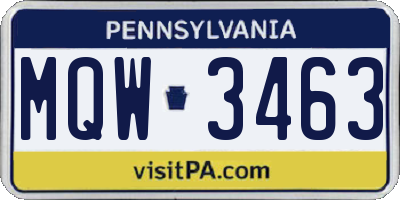 PA license plate MQW3463