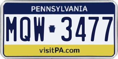 PA license plate MQW3477